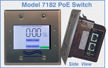 Model 7182 RJ45 Connect/Disconnect PoE Switch with Touch Sensitive Display Control & 8-Hour Countdown Programmable Timer